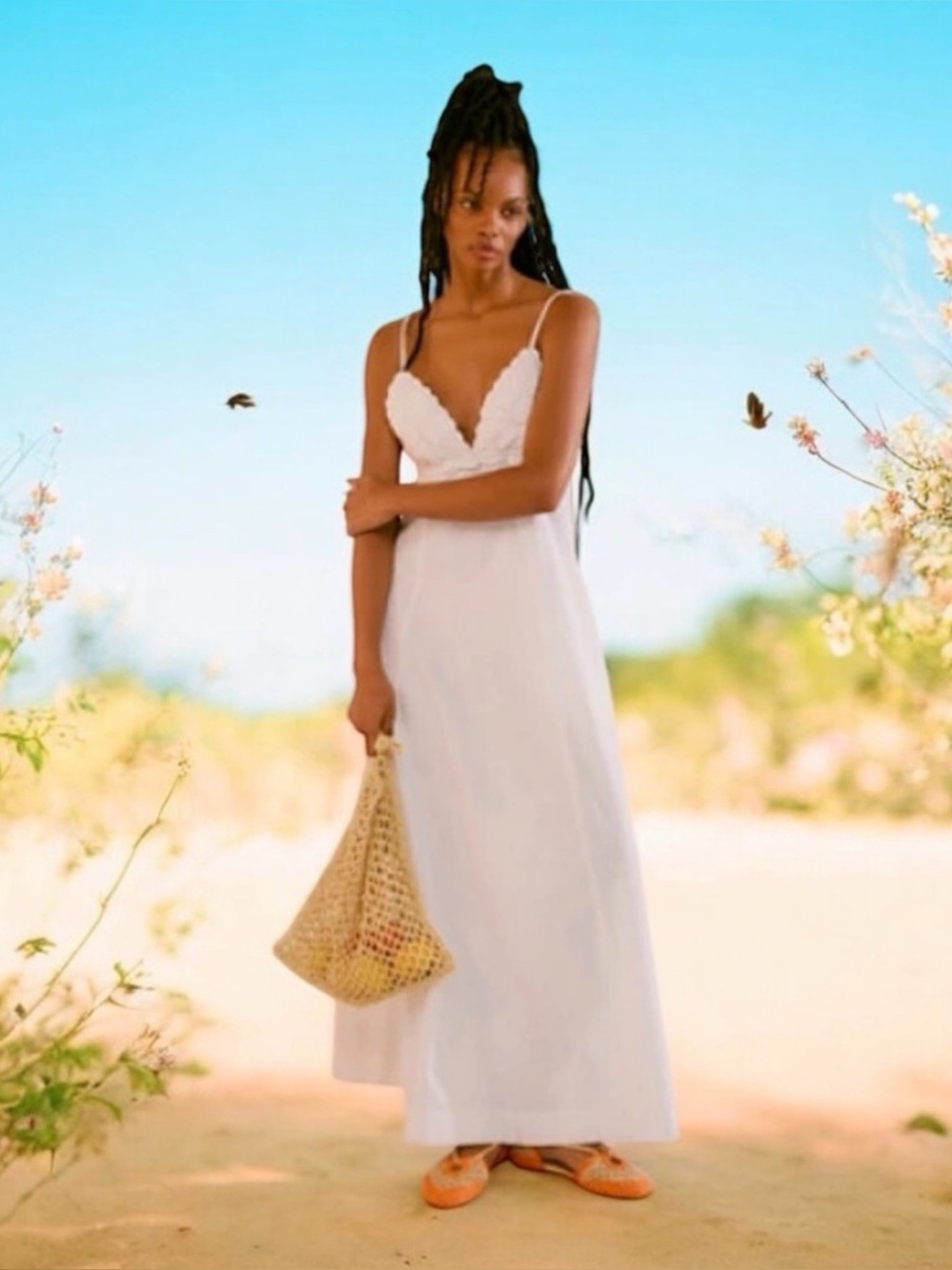 Free People Ivory Lovey Bohemian Maxi Dress Size Large